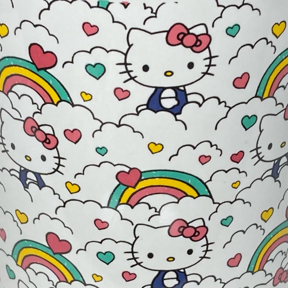 Sanrio Hello Kitty 20oz Ceramic Cafe Mug 2023 Rainbow Clouds Hearts - Picture 2 of 10